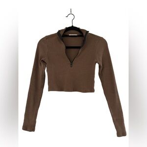 12th Tribe | Brown Half Zip Top | Size S